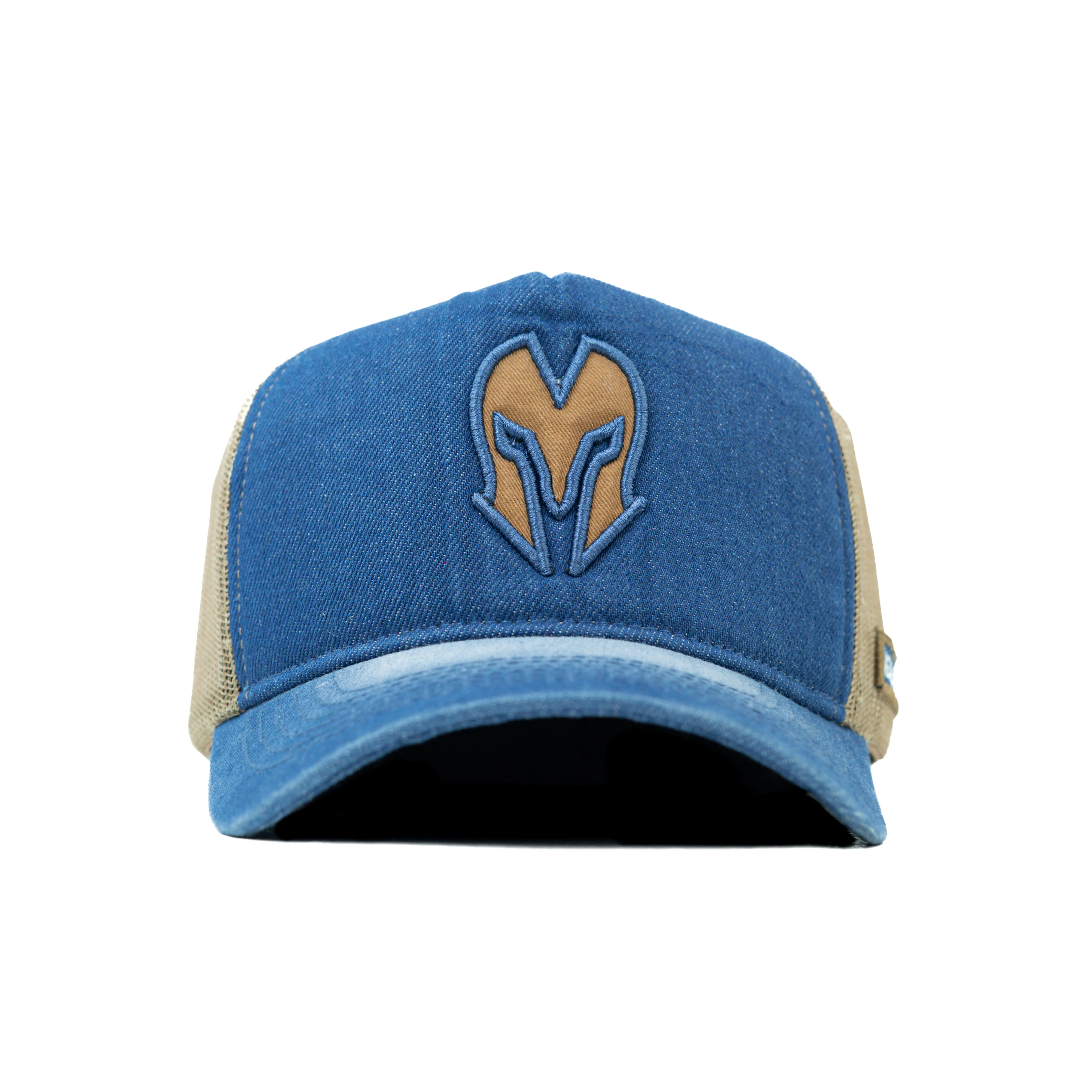 HEAD GEAR BLUE BROWN DENIM TRUCKER CAP - Image 4