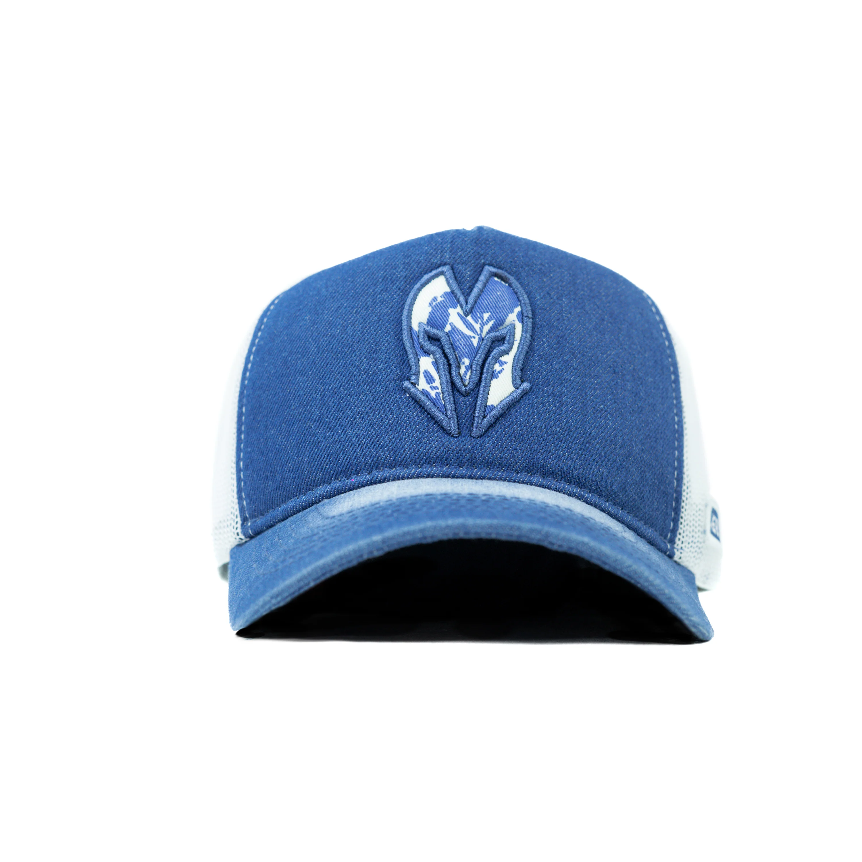 HEAD GEAR BLUE WHITE DENIM TRUCKER CAP - Image 4